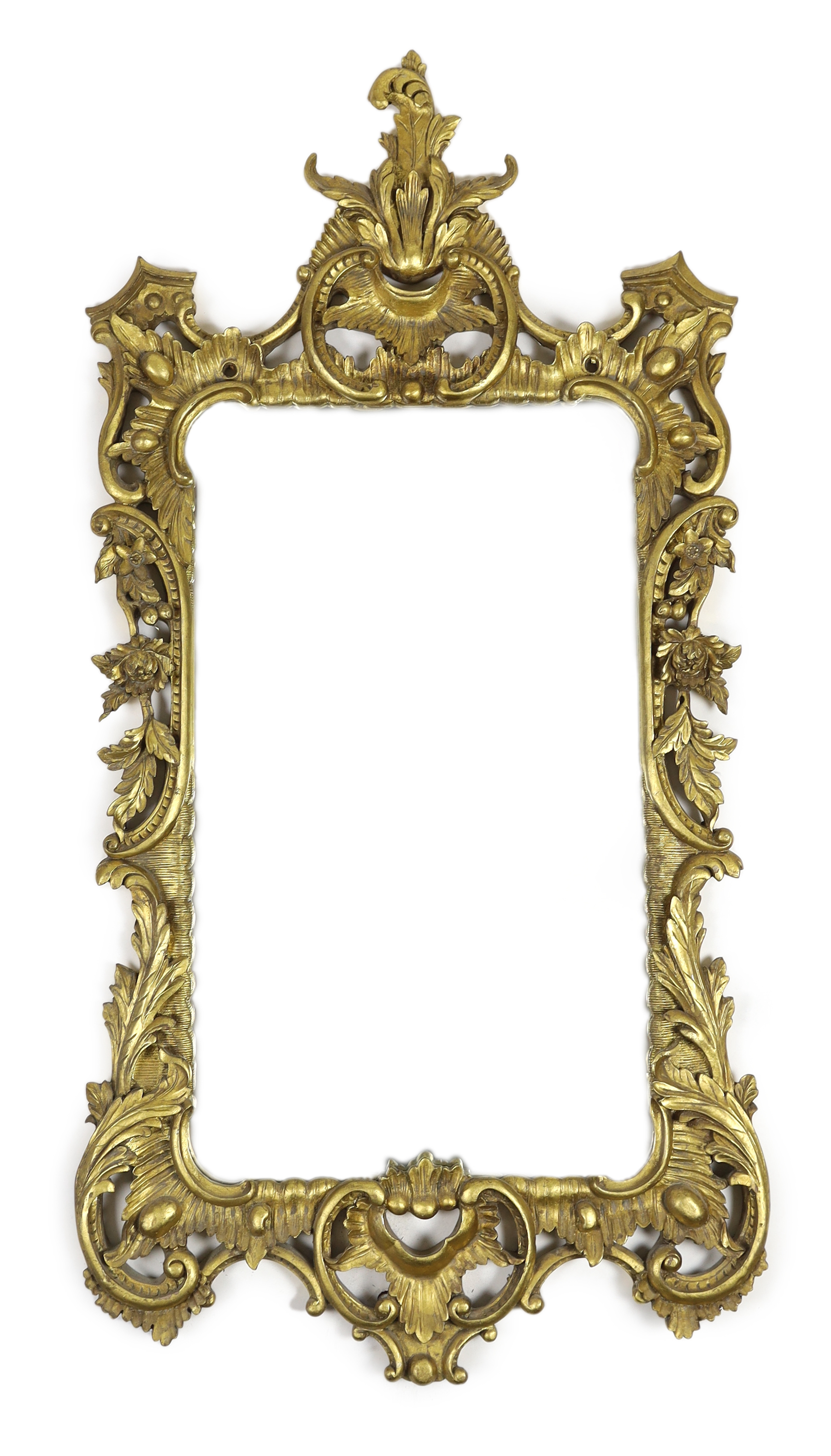 A 19th century Chippendale style carved giltwood wall mirror, width 78cm, height 154cm